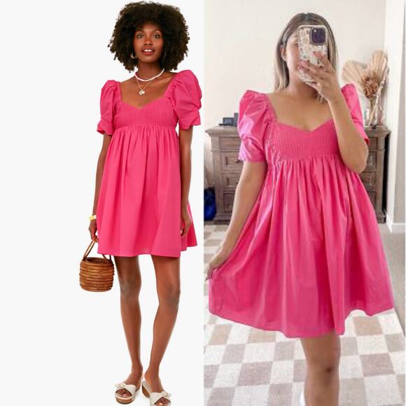 HYACINTH HOUSE Dresses & Skirts - Tuckernuck Hyacinth House Preppy Barbie Pink Mini Puff Sleeves Graduation Dress